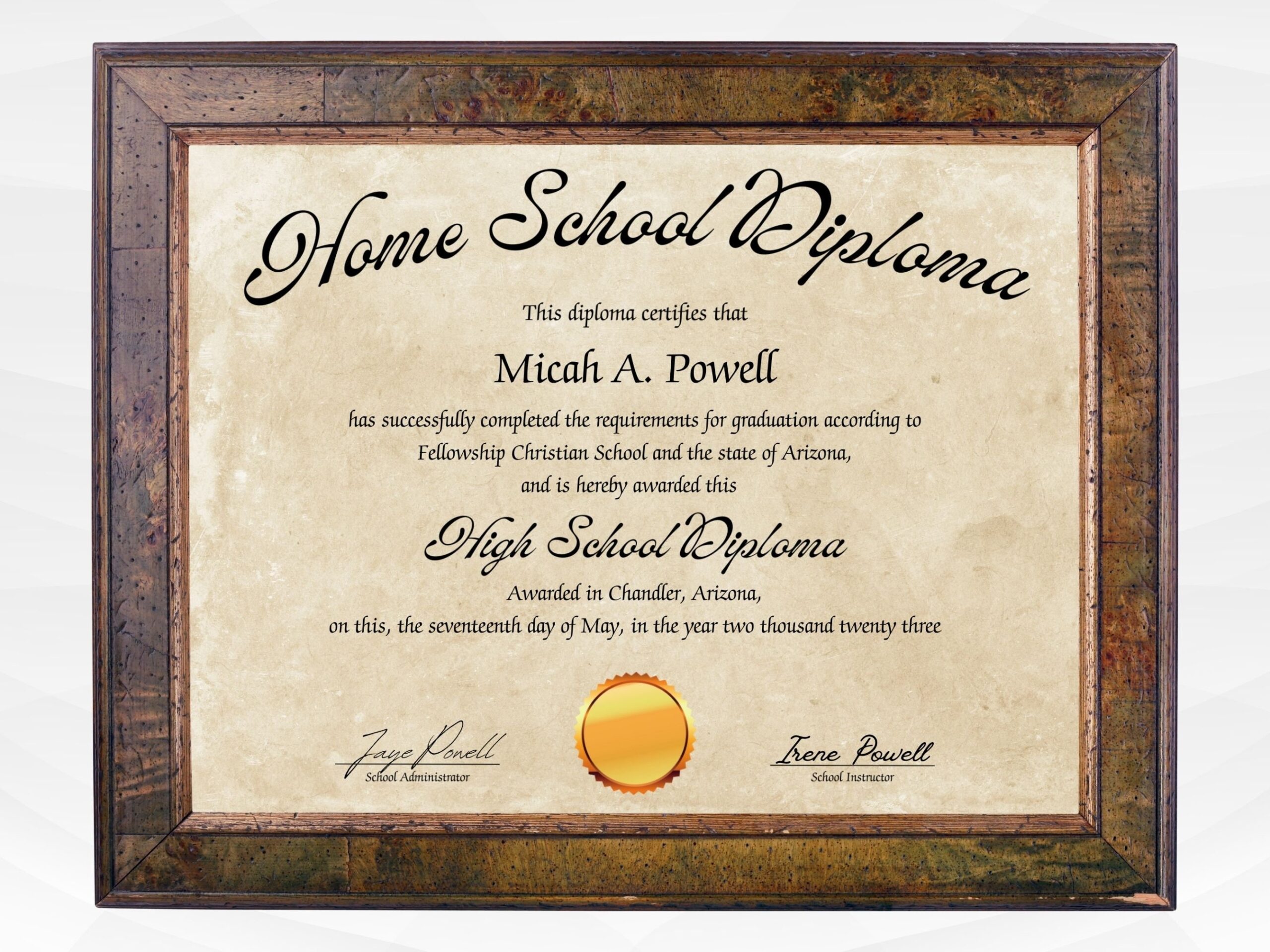 Printable High School Diploma For Homeschoolers