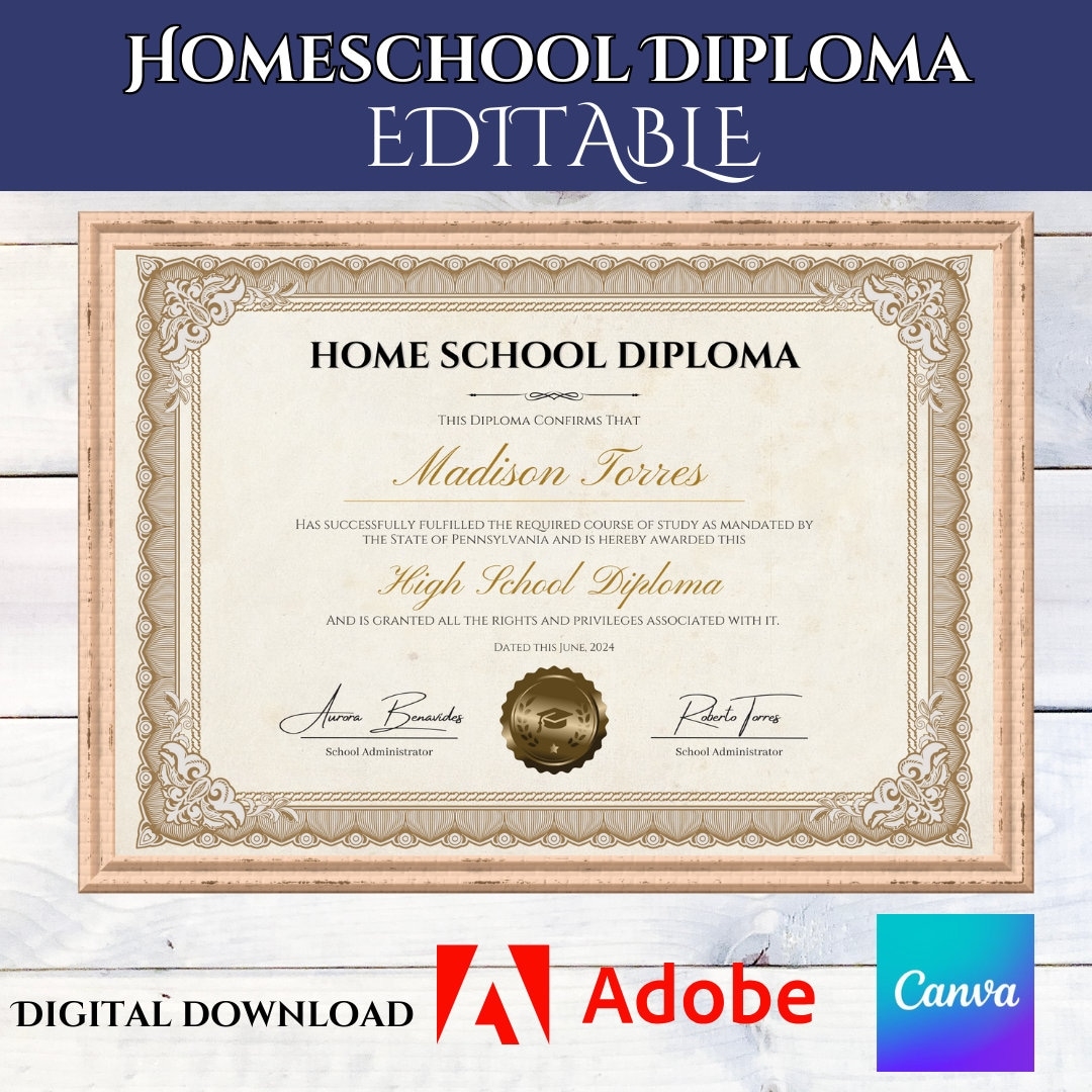 Printable Homeschool Diploma Pa