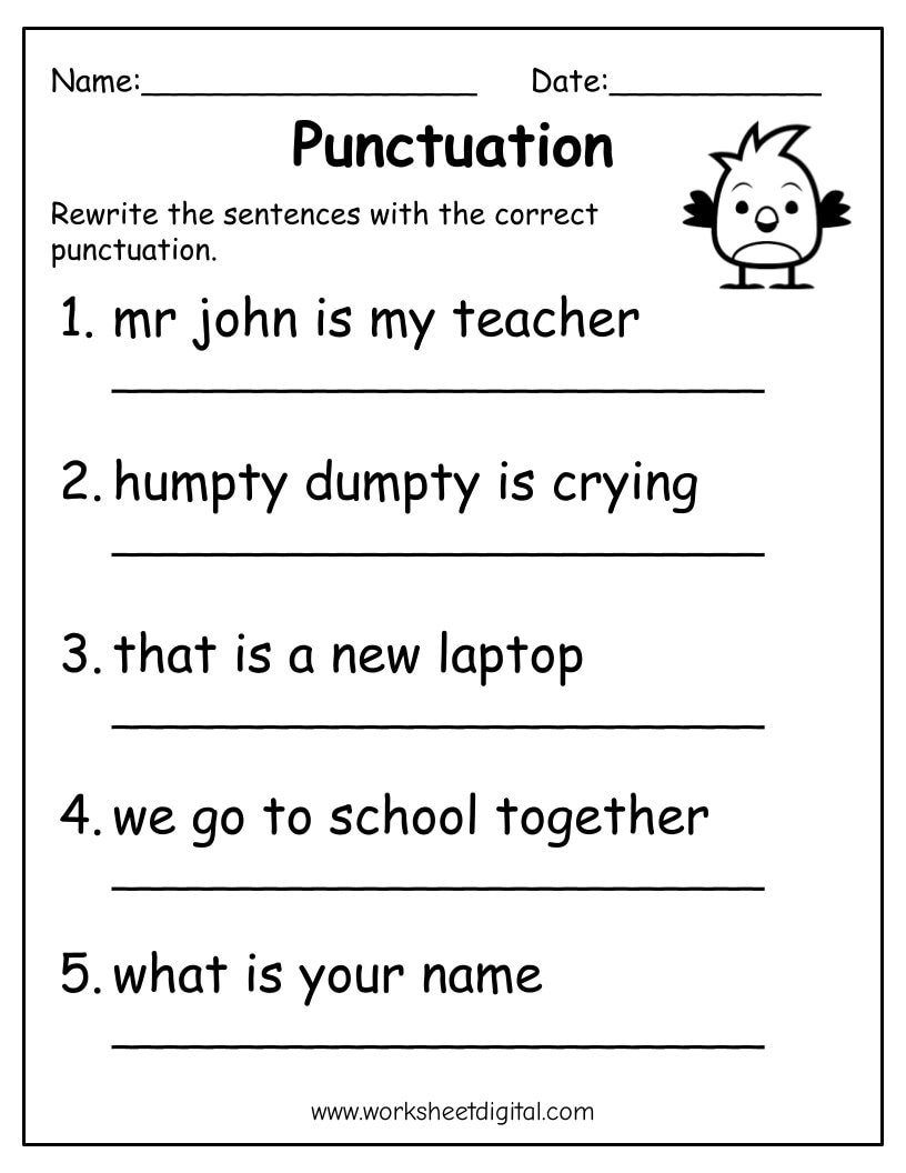 Homeschooling 1St Grade Punctuation Printables