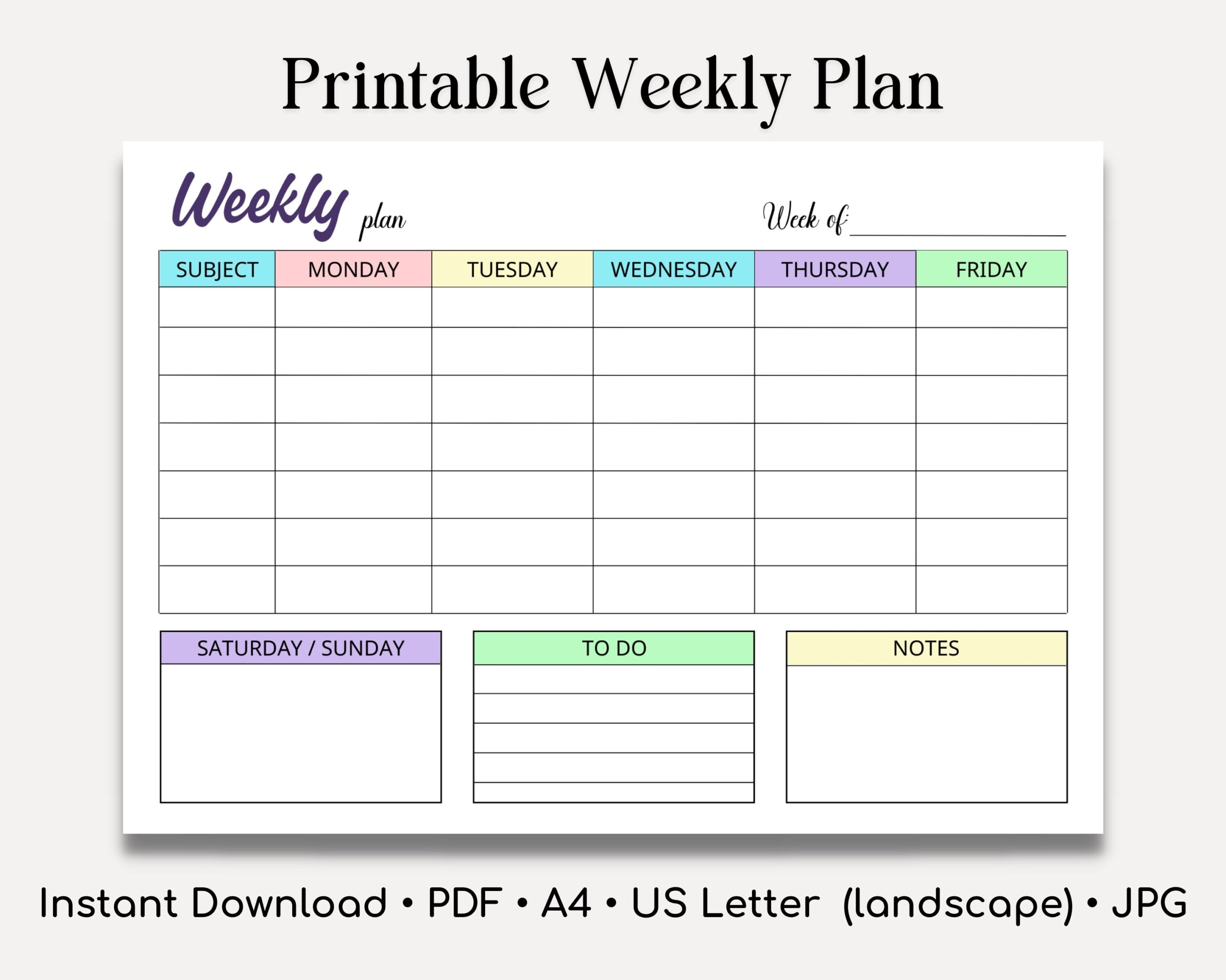 Weekly Homeschool Plan Printable