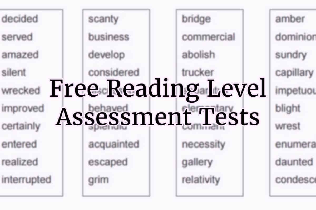 Free Printable Reading Assessment Test Homeschool