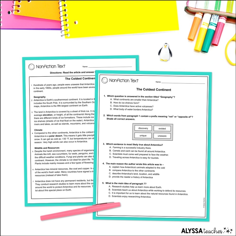 Reading SOL Practice Passages For 4th Grade Alyssa Teaches