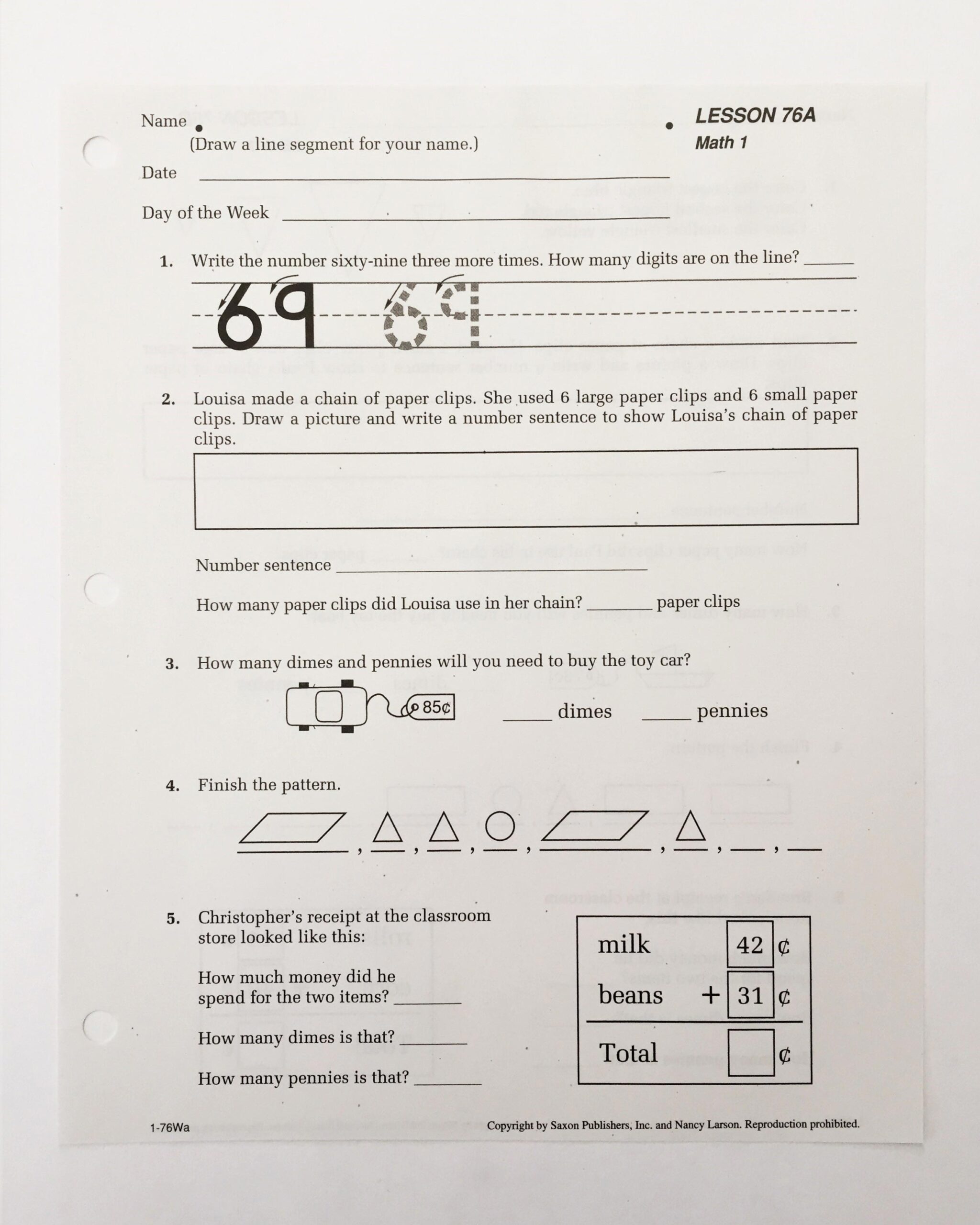 REVIEW Saxon Math Grade 1 Curriculum Wildly Anchored Faith Worksheets Library