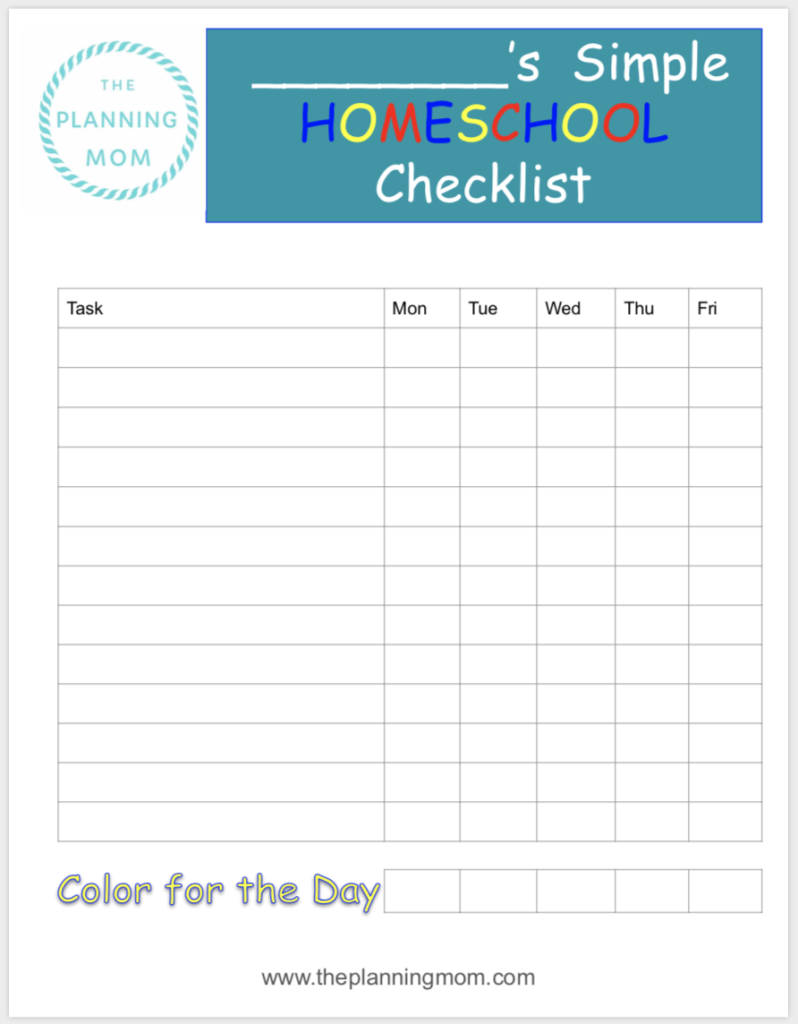 Free Printable Homeschool Daily Checklist