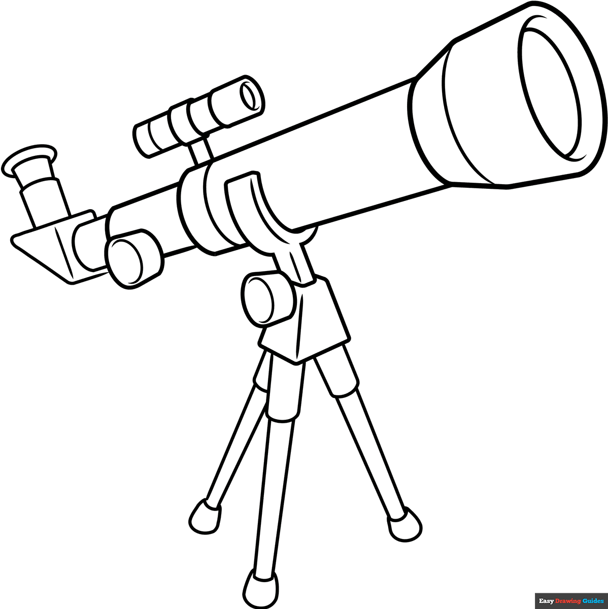 Telescope Coloring Page Easy Drawing Guides