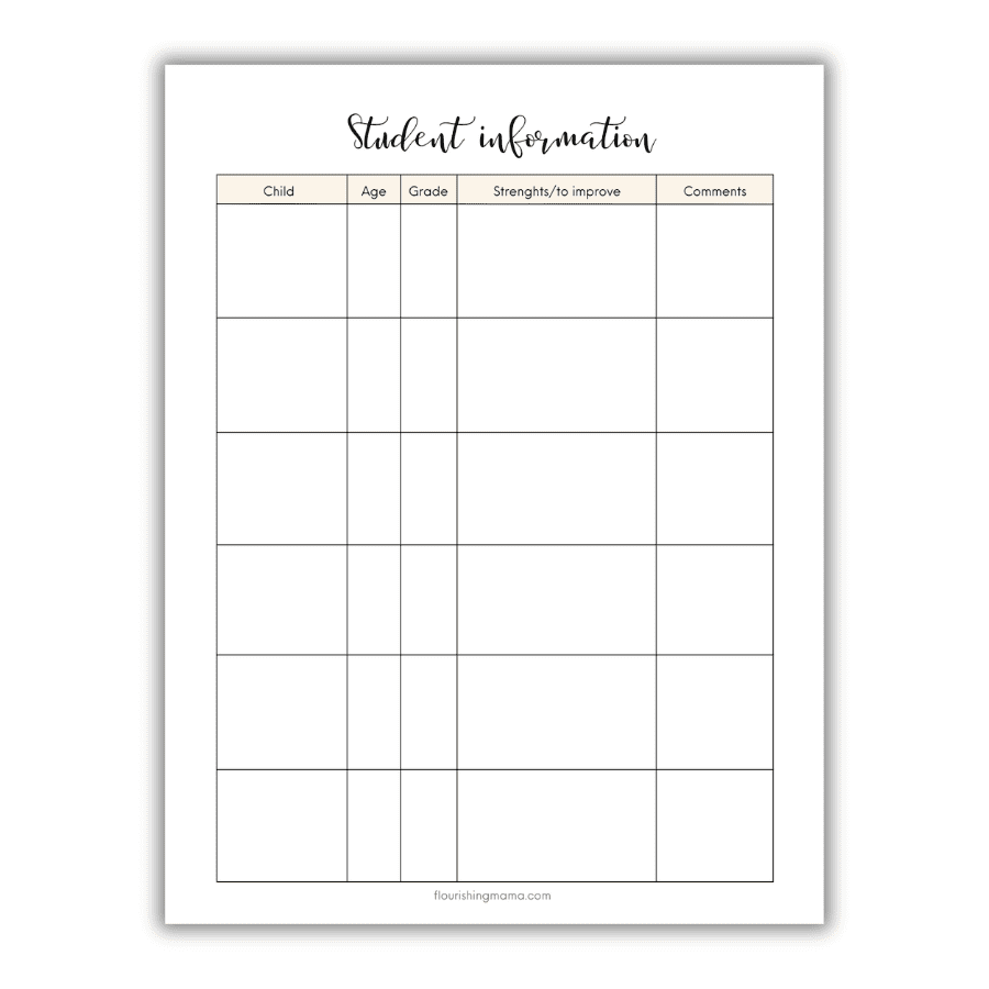 Homeschool Printable Monthly Calendar