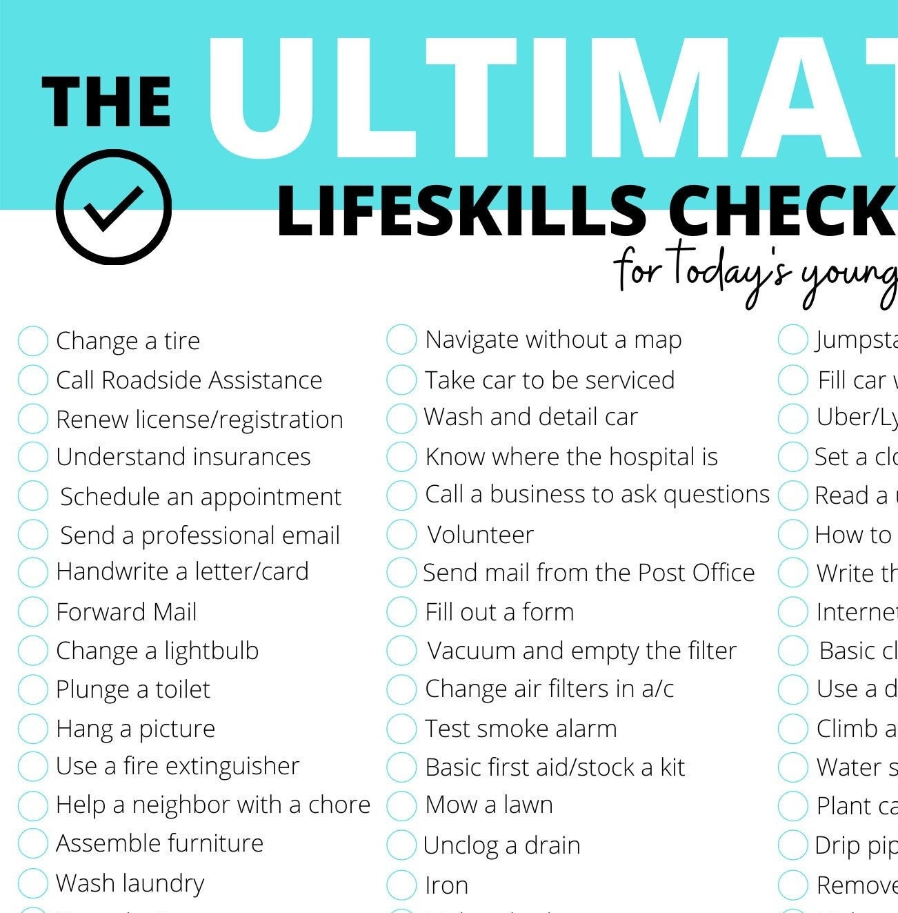 The ULTIMATE Lifeskills Checklist 70 Activities Highschool Or Homeschool Curriculum For Teens Young Adults Graduation Gift Etsy