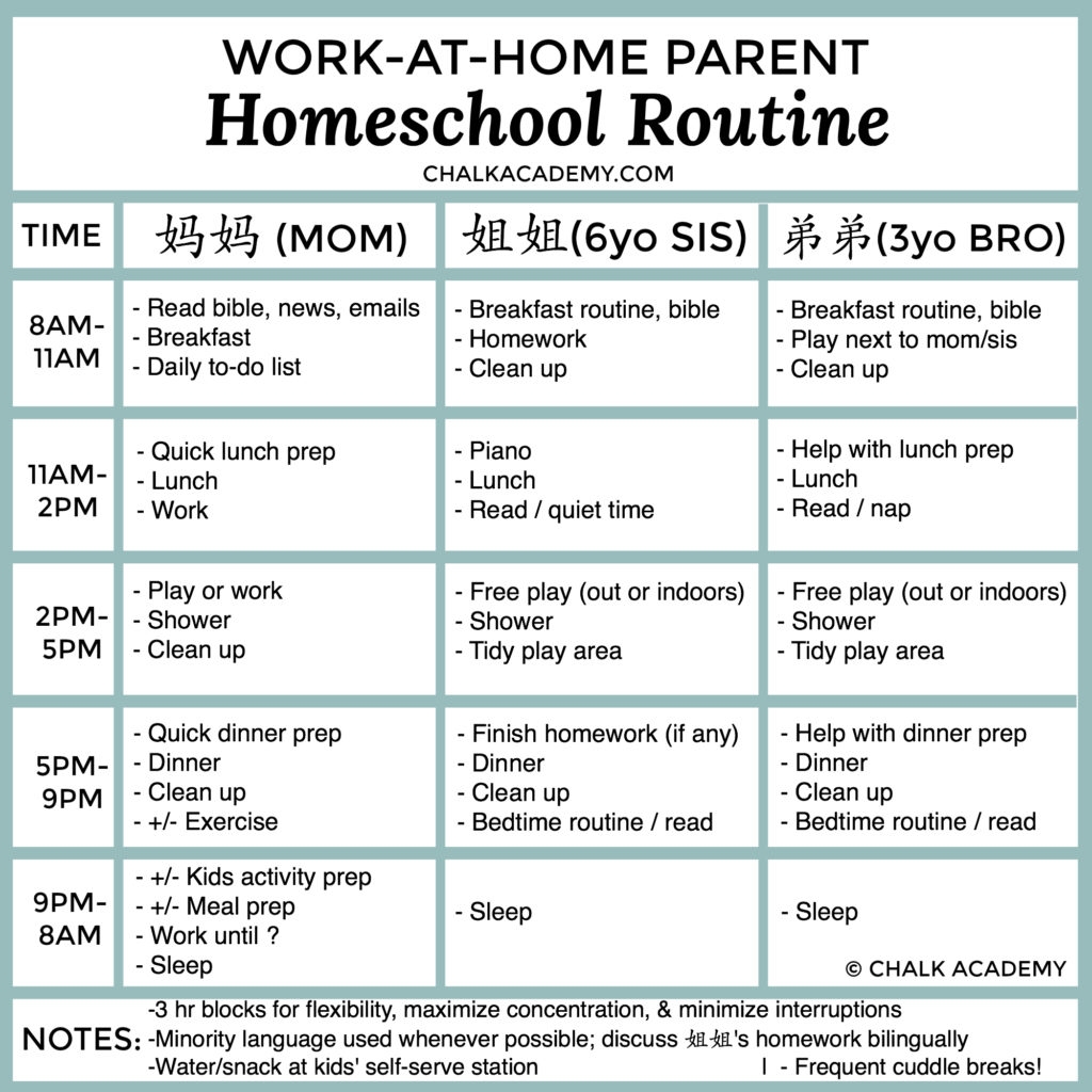 Homeschool Schedule Two Children Printable